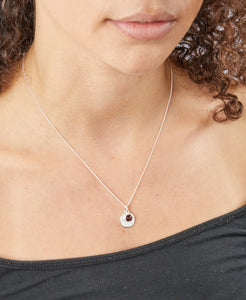 January Crystal Birthstone Pendant On Chain With Engravable Disc