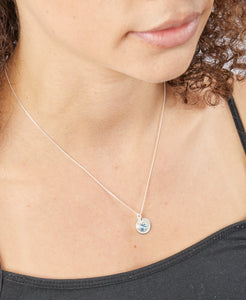 March Crystal Birthstone Pendant On Chain With Engravable Disc