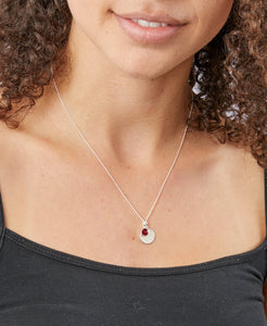 July Crystal Birthstone Pendant On Chain With Engravable Disc