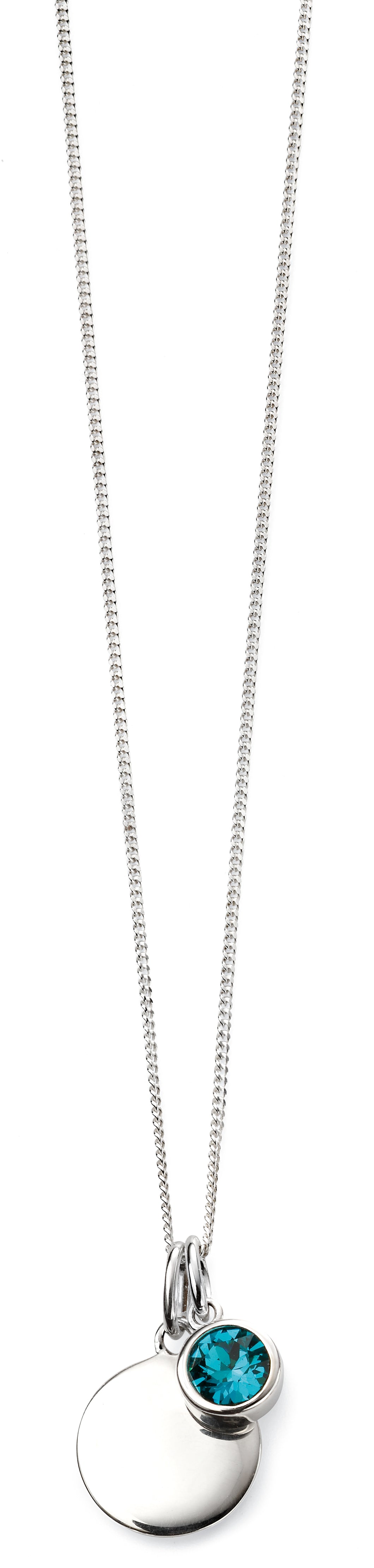 December Crystal Birthstone Pendant On Chain With Engravable Disc