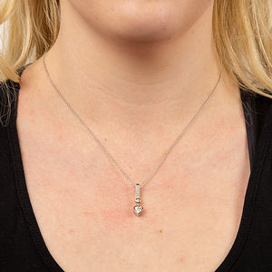 Bezel Set Zirconia Heart Shaped Necklace with Pave Detail