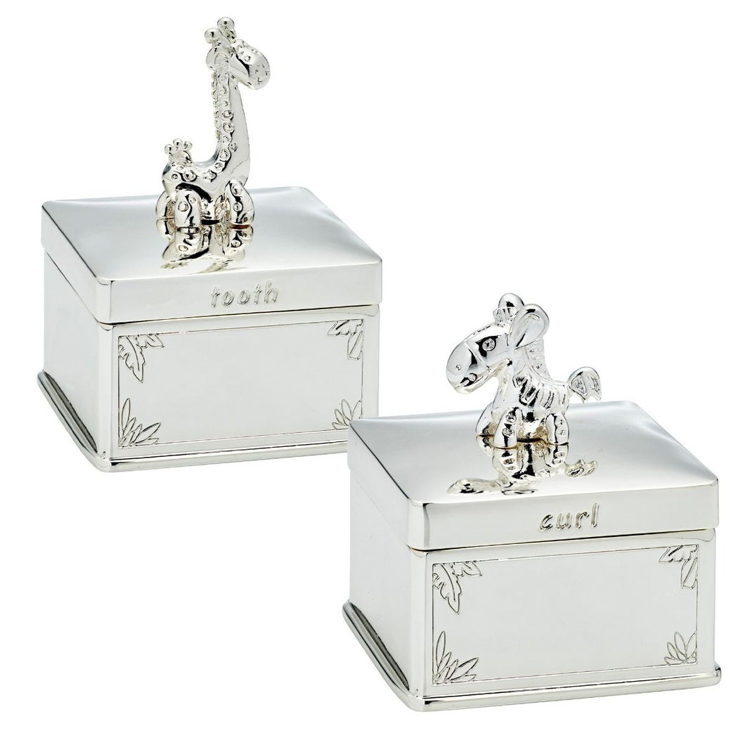 Silver Plated Giraffe And Zebra Tooth And Curl Boxes